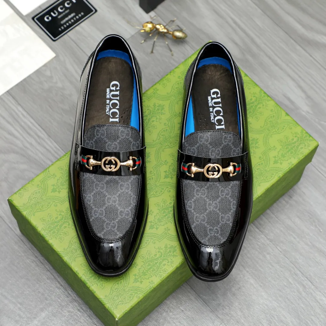 Men's shoes 💰480 Product trademark: GUCCI "Gucci" business slip-on leather shoes Regular size: 38-44 45 custom-made Product materials: Selected patent cowhide splicing printed upper, cowhide lining, original outsole